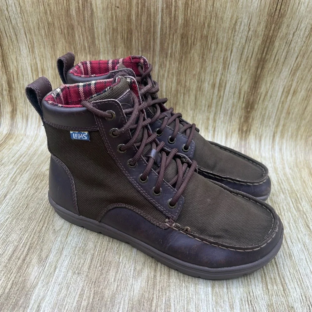 Lems Boulder Boot Women's Size 9 Timber Brown Leather Nylon Minimalist Zero Drop